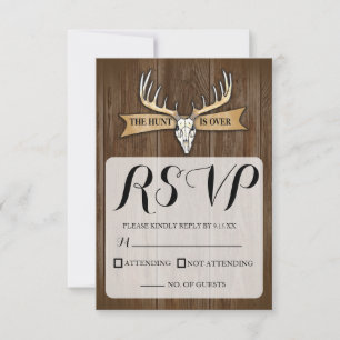 Rustic Hunt Is Over Huwelijks RSVP Kaart
