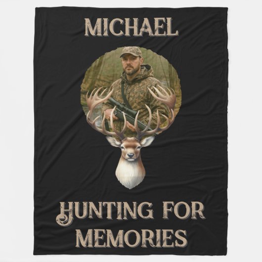 Rustic Hunter Deer Antler Memories Photo Fleece Deken (Voorkant)