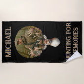 Rustic Hunter Deer Antler Outdoors Man Photo Strandlaken (Voorkant)