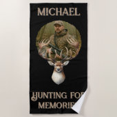 Rustic Hunter Deer Antler Outdoors Man Photo Strandlaken (Voorkant)