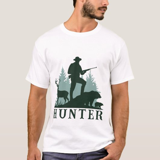 Rustic Hunter Silhouette met Wildlife T-shirt (Voorkant)