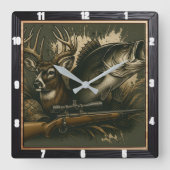 Rustic Hunting Wildlife Display Vierkante Klok (Voorkant)