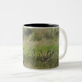 Rustic Hunting Wildlife Elk Deer Tweekleurige Koffiemok (Voorkant rechts)