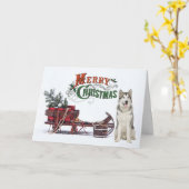 Rustic Husky Christmas Kaart (Gele Bloem)