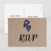 Rustic Huwelijk | Kraft Monogram Keuze Eten RSVP Briefkaart (Voorkant / Achterkant)