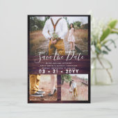 RUSTIC Huwelijksdata Fotocollage Paars Kaart (Staand voorkant)