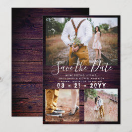 RUSTIC Huwelijksdata Fotocollage Paars Kaart