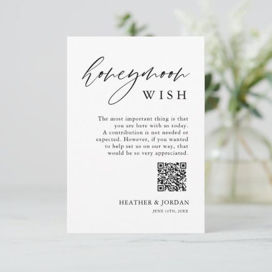 Rustic huwelijksreis wens QR wensput Informatiekaartje (Staand voorkant)