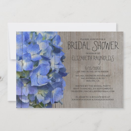 Rustic Hydrangea Bridal Shower Invitations Kaart (Voorkant)