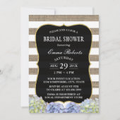 Rustic Hydrangea Burlap Stripes Vrijgezellenfeest Kaart (Voorkant)