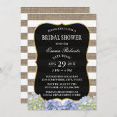 Rustic Hydrangea Burlap Stripes Vrijgezellenfeest Kaart (Voorkant / Achterkant)