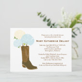 Rustic Hydrangea Cowboy Boot Vrijgezellenfeest Inv Kaart (Staand voorkant)