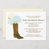 Rustic Hydrangea Cowboy Boot Vrijgezellenfeest Inv Kaart (Voorkant / Achterkant)