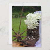 Rustic Hydrangea Cowboy Boots Save the Date (Voorkant)