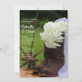 Rustic Hydrangea en Cowboy Boots Engagement Party Kaart (Voorkant)