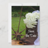 Rustic Hydrangea en Cowboy Boots sparen de Datum Save The Date (Voorkant)
