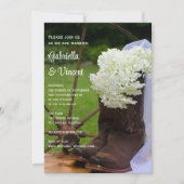 Rustic Hydrangea en Cowboy Boots Western Wedding Kaart (Voorkant)