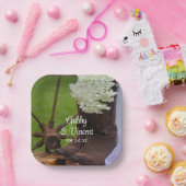 Rustic Hydrangea en Cowboy Boots Western Wedding Papieren Bordje (Feest)