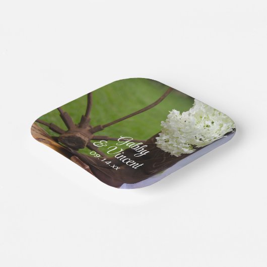 Rustic Hydrangea en Cowboy Boots Western Wedding Papieren Bordje (Gebogen)