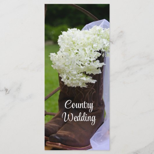 Rustic Hydrangea en Cowboy Boots Western Wedding Programmakaart (Voorkant)