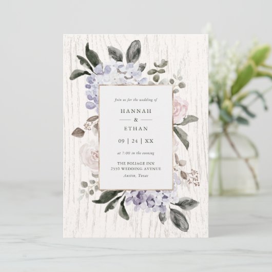 Rustic Hydrangea Floral | Witte houten ridder Kaart (Staand voorkant)