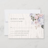 Rustic Hydrangea Floral | Wood Weddenschap RSVP Kaartje (Voorkant)