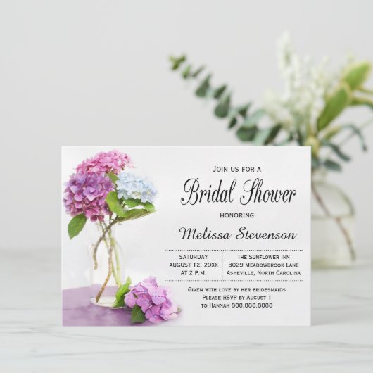 Rustic Hydrangea Flowers Vrijgezellenfeest Wedding Kaart (Staand voorkant)