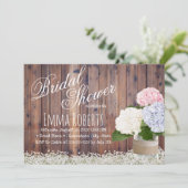 Rustic Hydrangea Jar Baby's Vrijgezellenfeest Kaart (Staand voorkant)