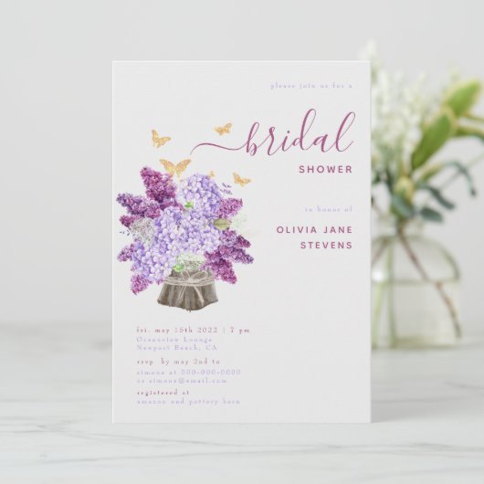 Rustic Hydrangea Lila Elegant Boho Vrijgezellenfee Kaart (Staand voorkant)