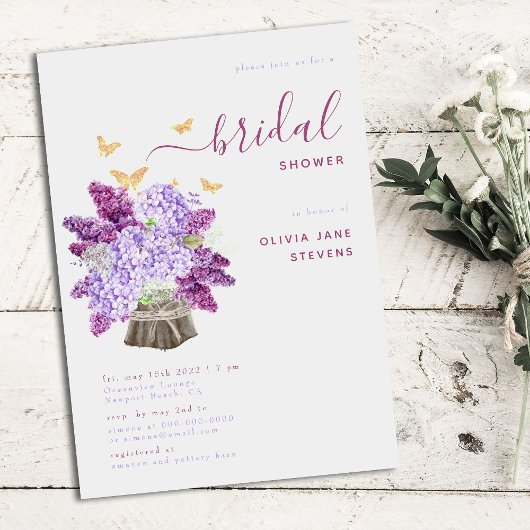 Rustic Hydrangea Lila Elegant Boho Vrijgezellenfee Kaart