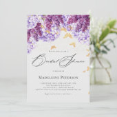 Rustic Hydrangea Lilac Butterfly Bridal Shower Kaart (Staand voorkant)