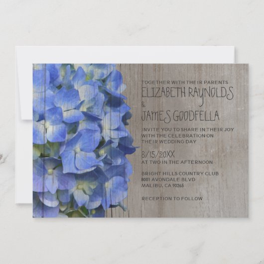 Rustic Hydrangea Wedding Invitations Kaart (Voorkant)
