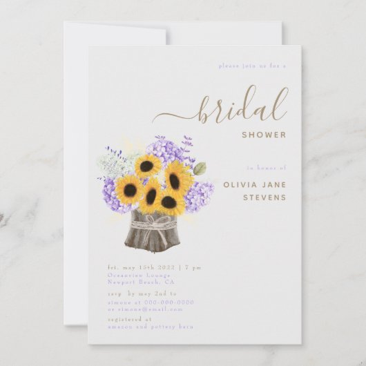 Rustic Hydrangea Zonnebloemen Elegant Vrijgezellen Kaart (Voorkant)