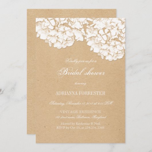 Rustic Hydrangeas Floral Vrijgezellenfeest Kaart (Voorkant / Achterkant)