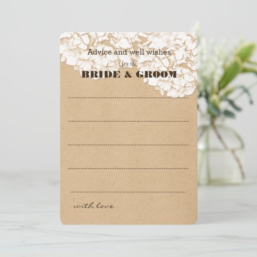Rustic Hydrangeas Floral Wedding Advice Advieskaart (Staand voorkant)