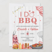 Rustic I Do BBQ Geruite Verloving Feest Kaart (Voorkant)