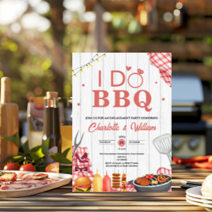 Rustic I Do BBQ Geruite Verloving Feest Kaart
