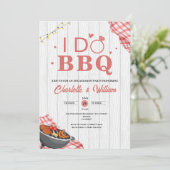 Rustic I Do BBQ geruite verlovingsfeest Kaart (Staand voorkant)