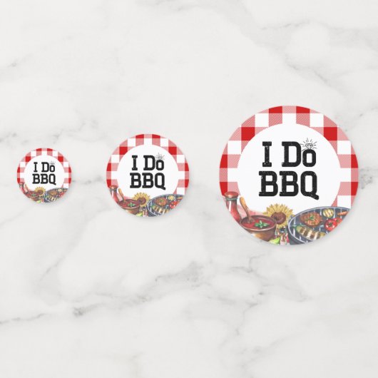 Rustic I Do BBQ Koppel Bruiloft Feest Gingham Confetti (Achterkanten)