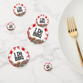 Rustic I Do BBQ Koppel Bruiloft Feest Gingham Confetti