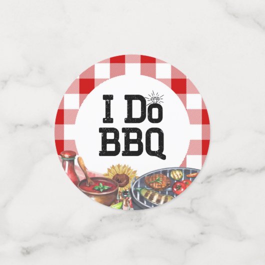 Rustic I Do BBQ Koppel Shower Feest Gingham Confetti (Kleine voorkant)
