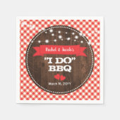 Rustic I DO BBQ Rode Verlovings- Bruiloft Feest Servet (Voorkant)