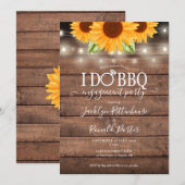 Rustic I Do BBQ Sunflower Slingerlichtjes Trouwfee Kaart (Voorkant / Achterkant)
