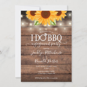 Rustic I Do BBQ Sunflower Slingerlichtjes Trouwfee Kaart