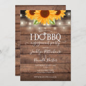 Rustic I Do BBQ Sunflower String Lights Verloving Kaart (Voorkant / Achterkant)