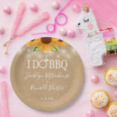 Rustic I Do BBQ Sunflower String Lights Verloving Papieren Bordje (Feest)