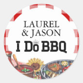 Rustic I Do BBQ Sunflower Verlovingspartij Ronde Sticker (Voorkant)