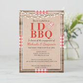 Rustic I Do BBQ Verloving Feest Koppel Bruisbad Kaart (Staand voorkant)