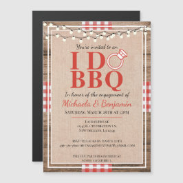 Rustic I Do BBQ Verloving Feest Koppel Bruisbad Magnetische Uitnodiging