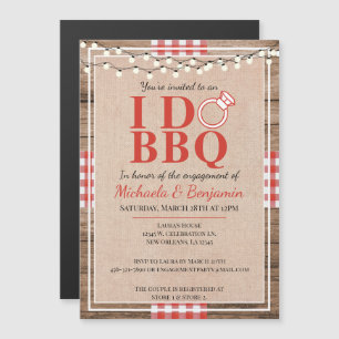 Rustic I Do BBQ Verloving Feest Koppel Bruisbad Magnetische Uitnodiging
